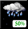 Tonight: A chance of rain between 10pm and 4am, then rain and a chance of thunderstorms. Cloudy, with a low around 52. East southeast wind 5 to 10 mph. Chance of precipitation is 100%. New rainfall amounts between a quarter and half of an inch possible. Tonight: Rain