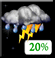 Saturday Night: Slight Chance Showers And Thunderstorms then Cloudy